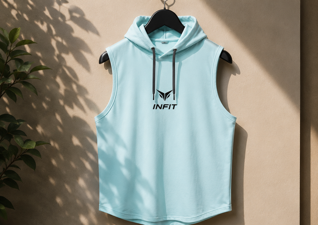 INFIT Core Hooded Tank – Ice Blue colour