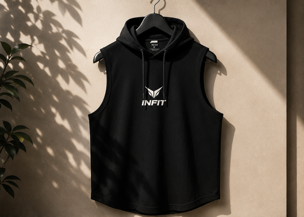 INFIT Black Core Sleeveless Hoodie for summer – Black