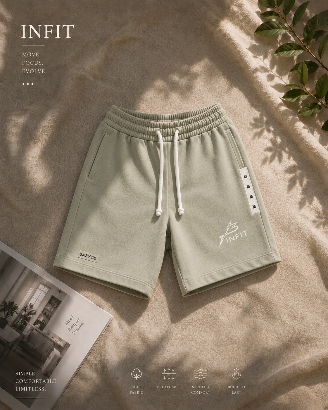 INFIT PRIMIUM LIGHT CREAM COLOUR SHORTS COMFORTABLE SHORTS