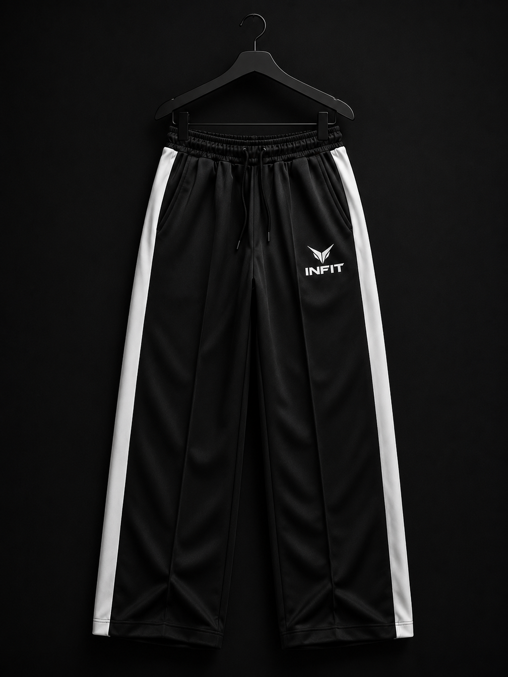 INFIT BLACK PLAIN BAGGY TROUSERE