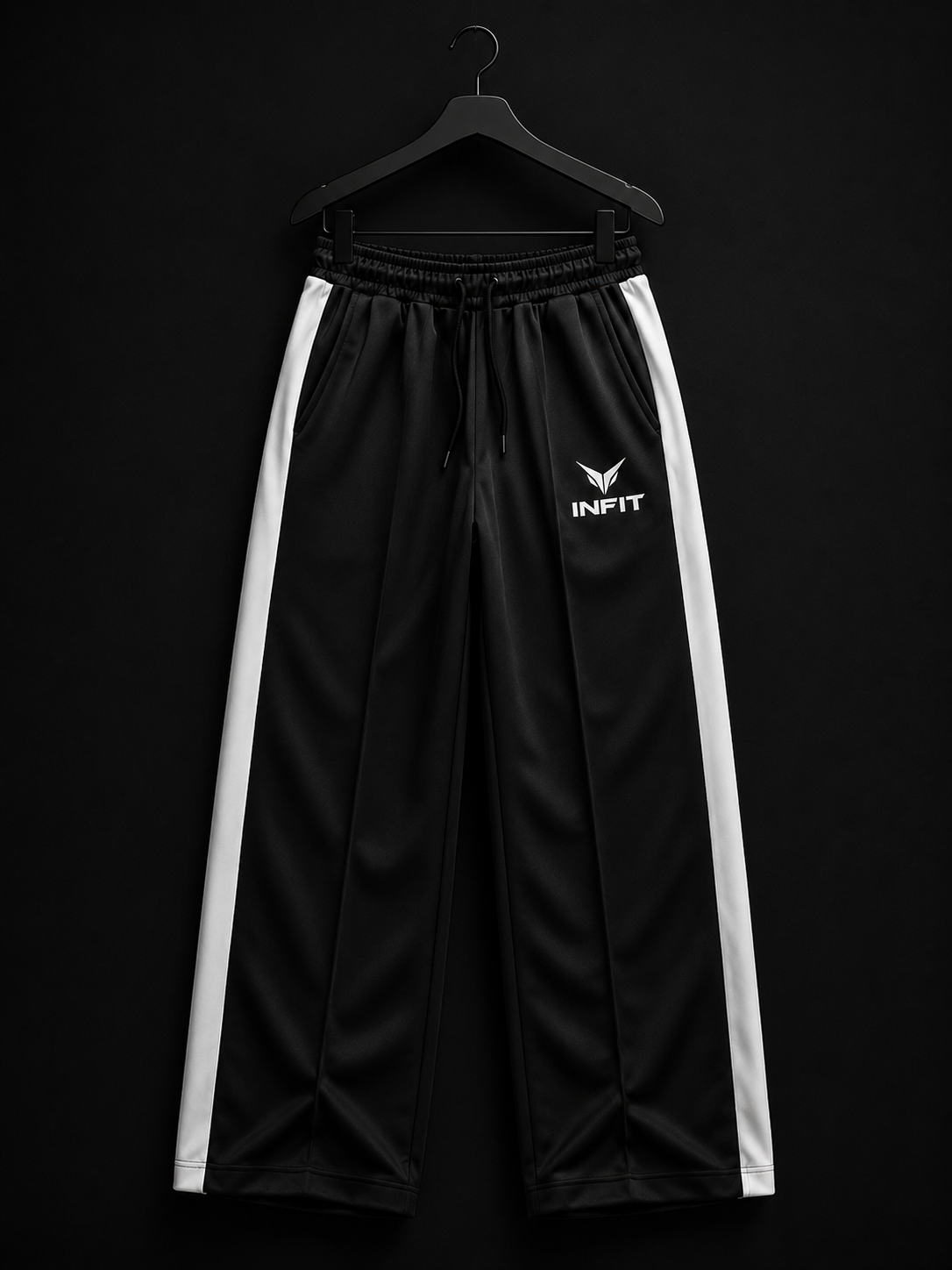 INFIT BLACK PLAIN BAGGY TROUSERE
